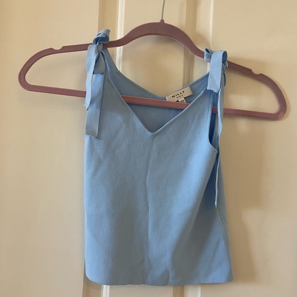 Girls MILLY MINIS Light Blue Camisole Tank Top Bow Tie Stretchy Size 4 / 5 - Picture 3 of 5
